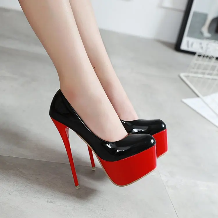 

2019 Spring And Autumn Low Top Deep Mouth Ultra-High-Heel Thin Heeled Fish Mouth Waterproof Platform Mixed Colors WOMEN'S Thin S