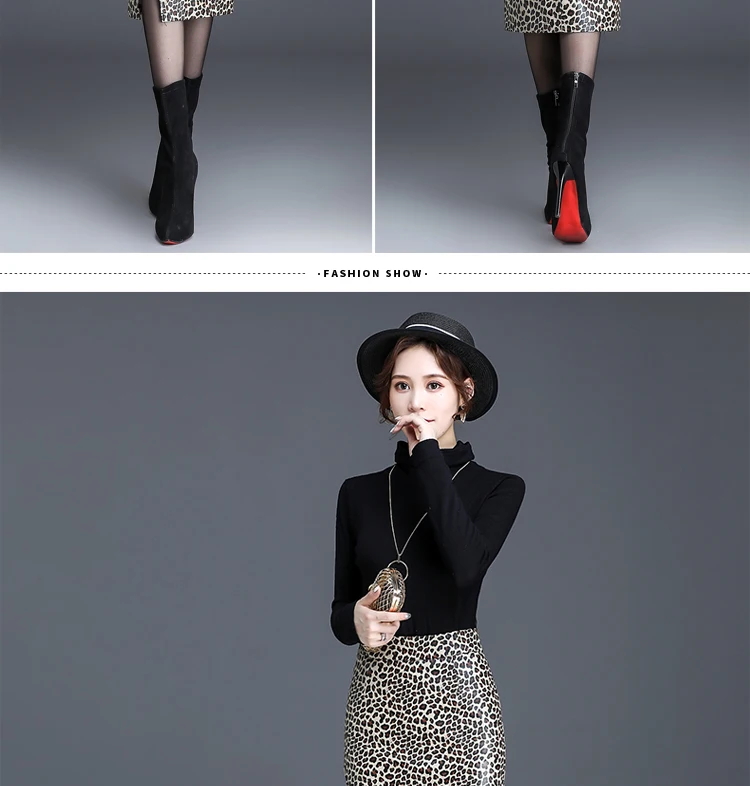 Модная женская новая осенняя и зимняя юбка средней длины из искусственной кожи с леопардовым принтом женская юбка с высокой талией