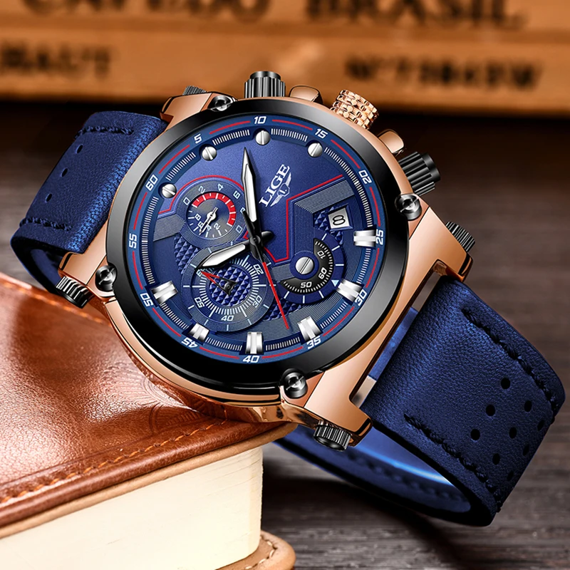 LIGE Watch Luxury Brand Men Analog Leather Sport Watches Men's Army Military Watch Male Date Quartz Clock Relogio Masculino 2019