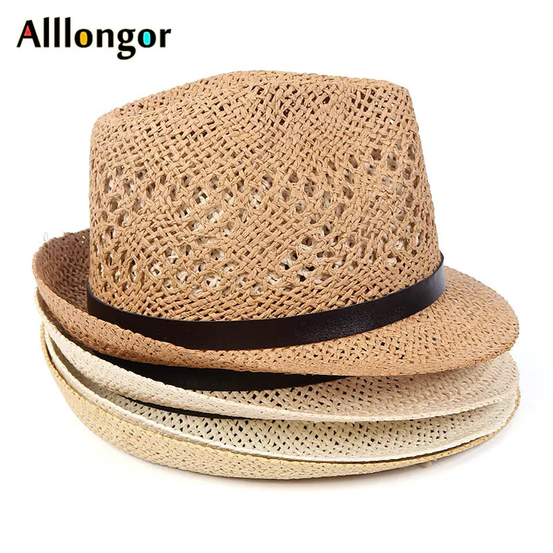 Ковбойская Шляпа Fedora Летняя Панама джазовая, шляпа для мужчин sombrero jazz hombre с поясом полые пляжные соломенные шляпы