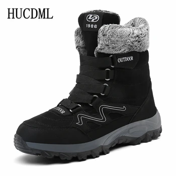

HUCDML Lightweight Men Boots Winter 2020 Plush Warm Mid-Calf Snow Boots Men Work Shoes Comfortable Boots Footwear Big Size 45 46
