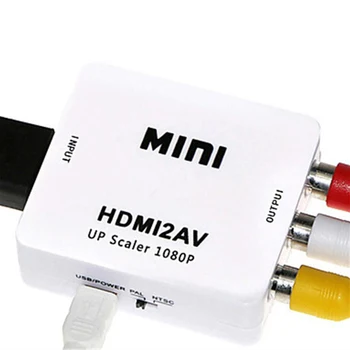 

Mini HDMI to RCA AV CVSB L/R Video AV/RCA CVBS Adapter HDMI2AV Video Converter Box Computer HD 1080P Support NTSC PAL Output