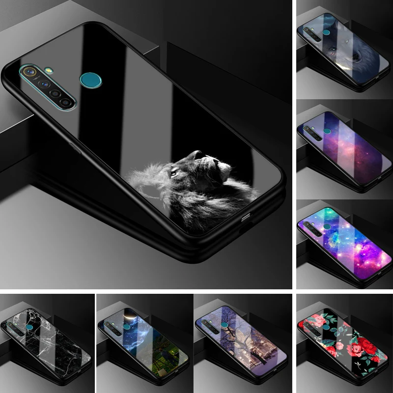 

For Oppo Realme 5 Pro Case Realme Q PC Plastic Glass Phone Case Black TPU Bumper Cover for Oppo Realme 5 Pro Realme5 Pro RMX1971