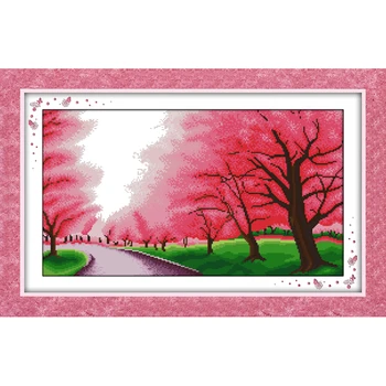 

Everlasting love Romantic sakura Chinese cross stitch kits Ecological cotton 11 14CT stamped DIY Christmas decorations for home