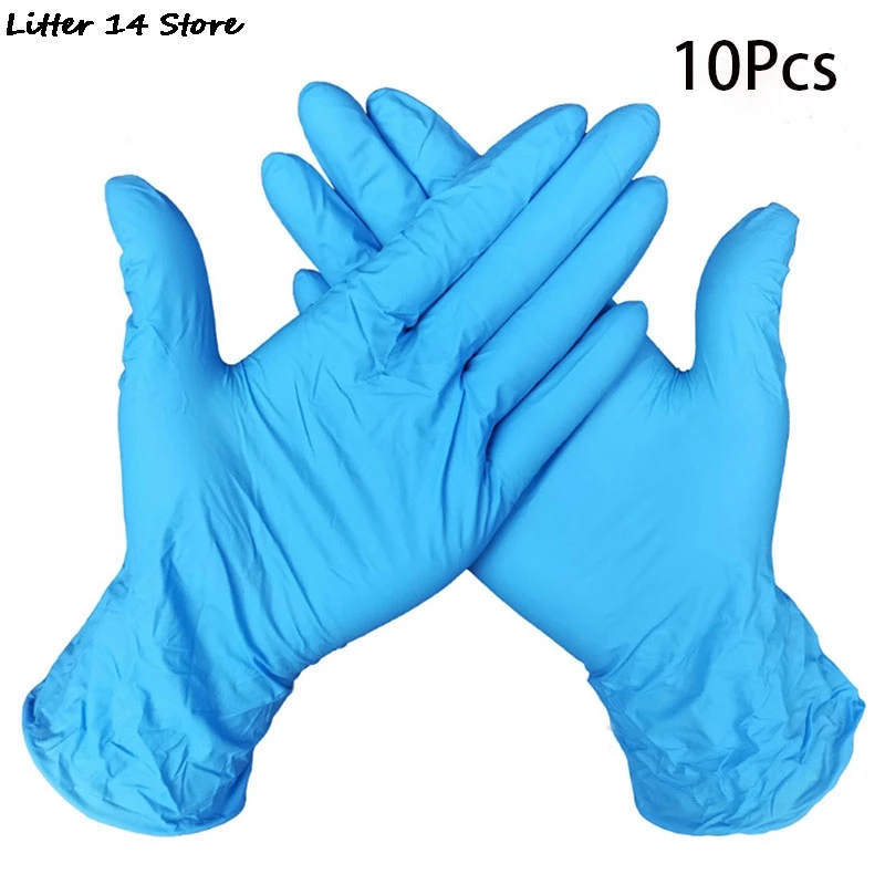 5Pairs Disposable Gloves PVC Dishwashing Kitchen Work Nitrile Gloves Blue Universal For Left And Right Hand