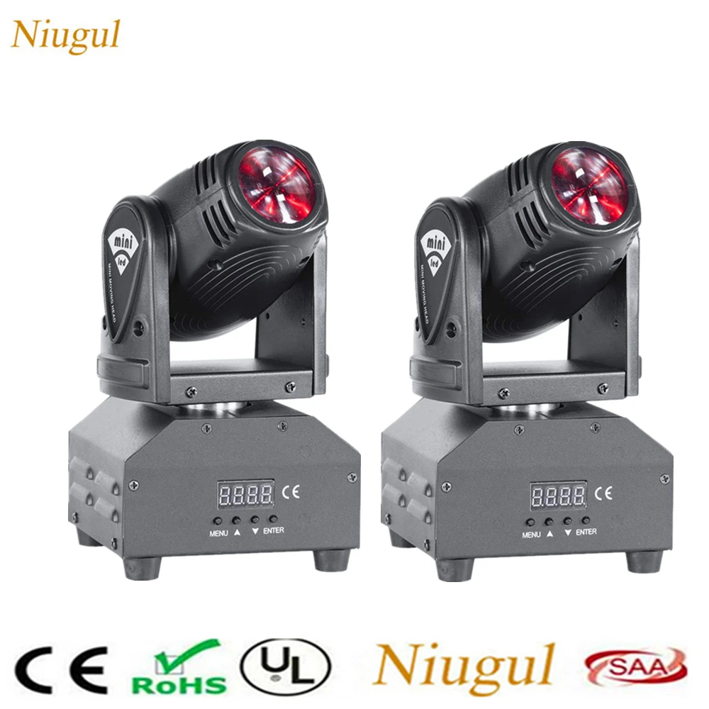 

2pcs/lot 10W LED Spot Beam Moving Head Light For DJ Disco Party Wedding Bar DMX512 RGBW Beam Effect Spotlight LED Pinspot Light