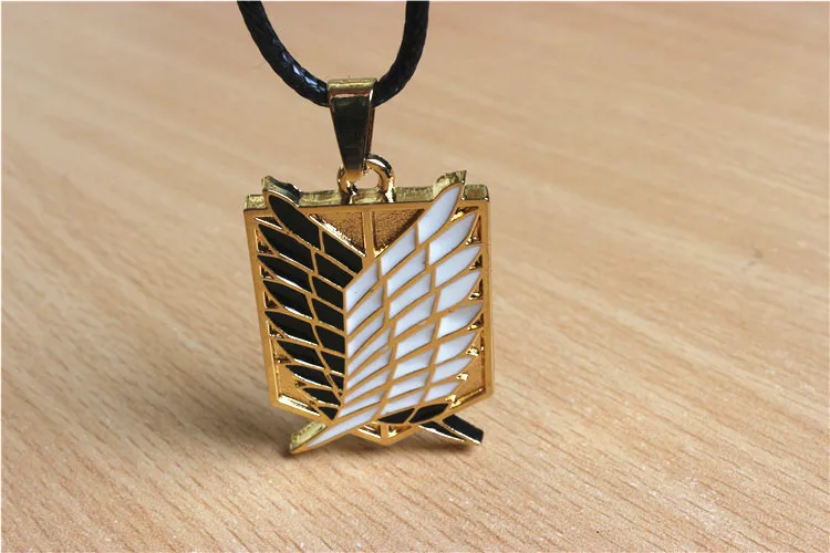 blackgold Сплав ожерелье Аниме атака на Титанов ожерелье Крылья Свободы Shingeki No Kyojin кожаная цепочка Кулон из золота и серебра аксессуары - Цвет: blackgold