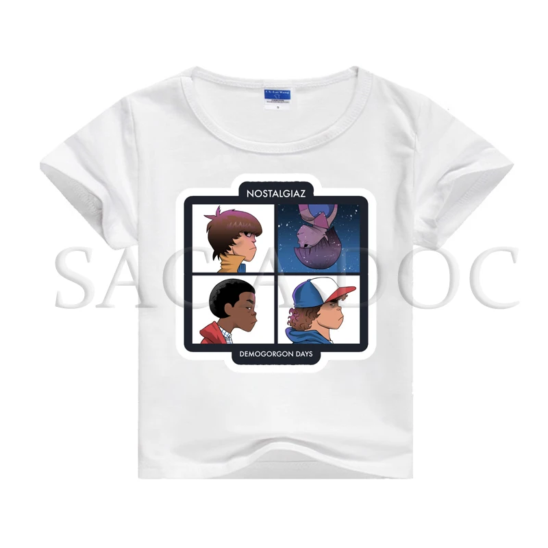 kids shirt 21 Новая светящаяся футболка для малышей с принтом «странные вещи» летние футболки с короткими рукавами футболки унисекс, костюм, рубашка Disfraz - Цвет: kids shirt 21