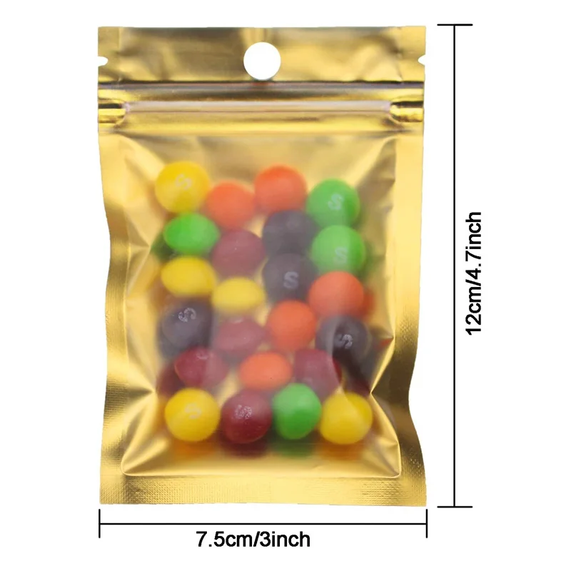 1000 Teile/los 11 Größe Gold Mylar Zip-Lock Taschen Aluminium Folie Taschen Metallic Folie Mylar Flache Mini Ziplock Tasche Großhandel – Detail 4