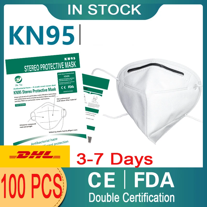 

3-7 Days To Arrive Free DHL KN95 CE and FDA Double Certification KN95 Disposable Mask PM2.5 Mask FFP2 Anti Droplet Infection