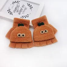 Детские зимние варежки для мальчиков и девочек с рисунком кота из мультфильма; цветные теплые вязаные перчатки без пальцев; детские варежки; Gant Enfant