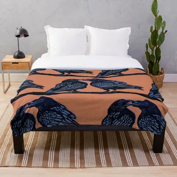 

Orange Crows Blanket Wool Flannel Plush Blanket Bedspread For office Sherpa Blanket Couch Quilt Cover Travel