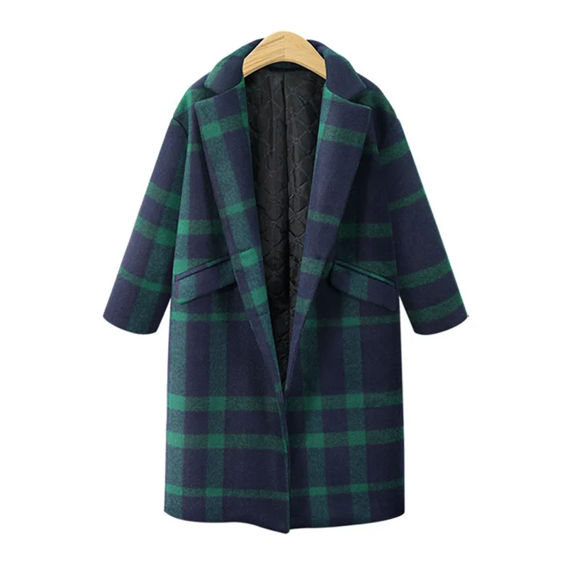 Winter Woman Coats 2019 Winter New Large Size Woolen Coat Plaid Coat Straight Thickened Plus Cotton Wool Coat Female Winter Woman Coats 2019 Winter New Large Size Woolen Coat Plaid Coat Straight Thickened Plus Cotton Wool Coat Female