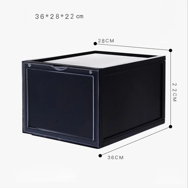 1 PCS Black Bafect 1 шт./лот, прозрачная коробка для обуви, пластиковая коробка для обуви, органайзер для обуви, держатель для спортивной обуви EU47, Штабелируемая стойка для обуви - Цвет: 1 PCS Black