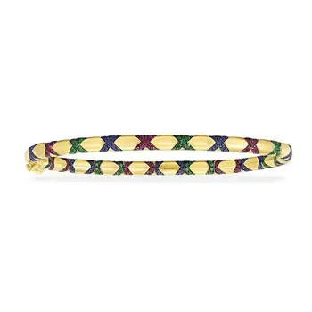 

Personality 925 Sterling Silver Colorful Zirconia Cross X Stripes Tribe Bracelet Bangles For Women accesorios браслеты женские