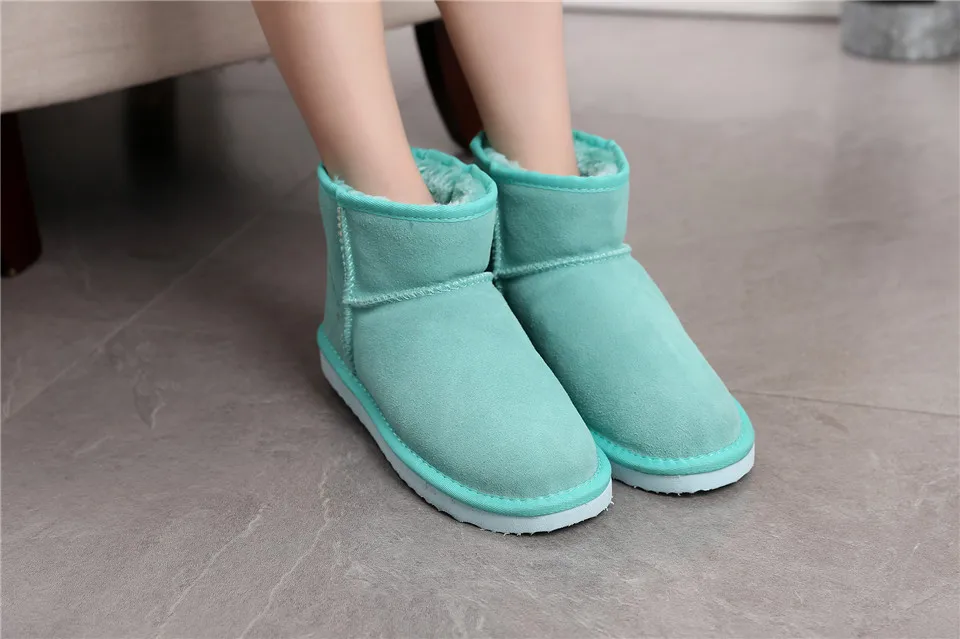 Australia Women Snow Boots Genuine Cowhide Leather Ankle Boots Warm Winter Boots Woman shoes large size 34-44