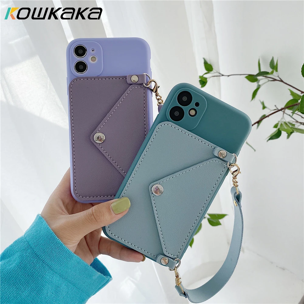 Kowkaka Neck Wrist Strap Lanyard Case For Funda iPhone 11 Pro Max 2020 SE X XR XS Max 7 8 Plus 6 6s Plus Card Holder Soft Coque Kowkaka Neck Wrist Strap Lanyard Case For Funda iPhone 11 Pro Max 2020 SE X XR XS Max 7 8 Plus 6 6s Plus Card Holder Soft Coque