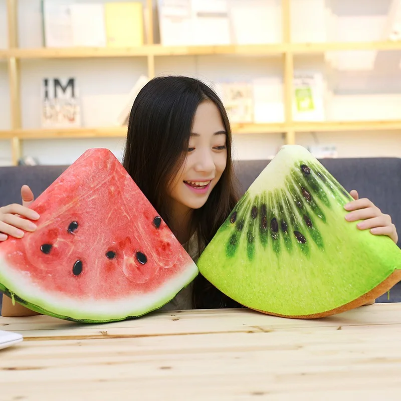 Plush Toys Creative Cartoon 3D Fruit Seat Cushion Model Watermelon Pillow Handbag Pendant Wedding Small Gifts
