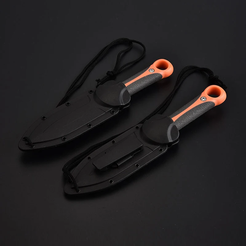 Sharp fixed Blade Hunting Knife Gray Titanium Camping Survival Tactical Knife Diving Paratroopers Half Teeth Pocket+ABS Sheath