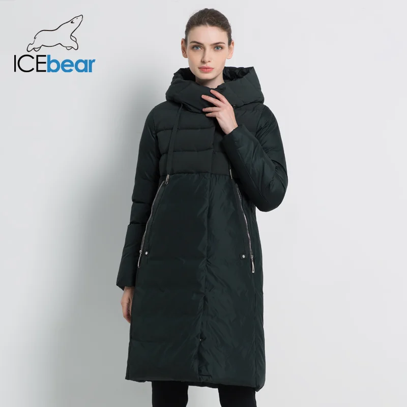 ICEbear/Новинка года зимняя женская куртка высокого качества длинное женское пальто с капюшоном женские парки стильная женская брендовая одежда GWD18310I