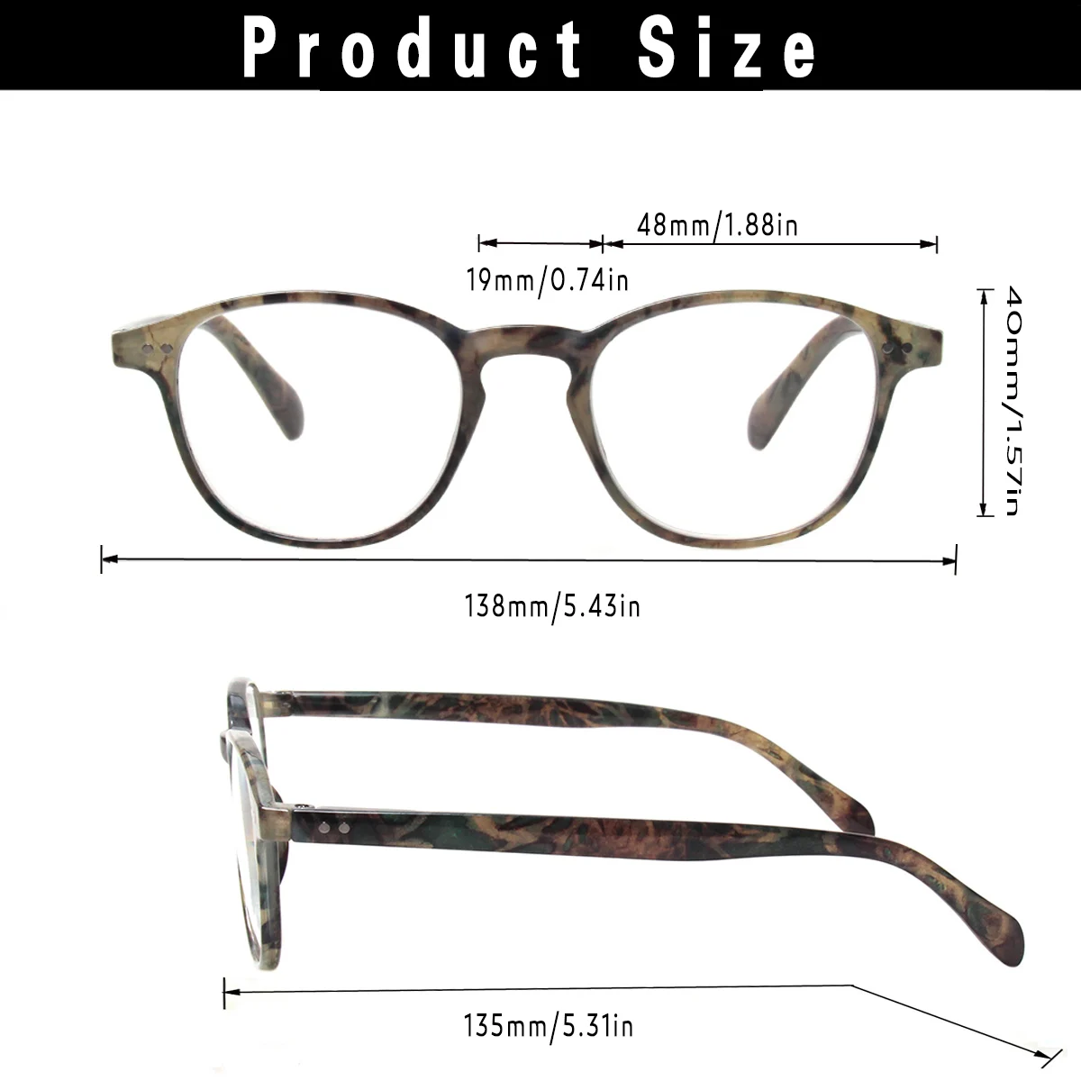 Henotin Lesebrille für Damen und Herren, HD-Gläser, zarter ovaler Musterrahmen, Federscharnier, Dioptrien +1,0 + 2,0 + 3,0 – Detail 2