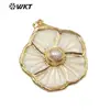 WT-JP171 Newst Product Vintage White Shell Pendant With Carved Flower Shape For Women Jewelry 1