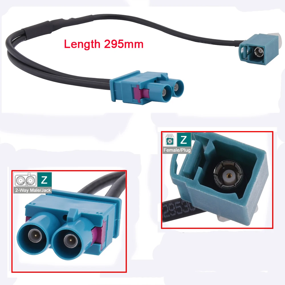 12V Car Antenna Signal Amp Booster FAKRA II Radio Antenna With Booster Adapter 1 Female To 2 Male For Volkswagen Skoda Audi