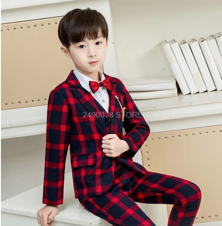 jacket vest pants Брендовые Детские костюмы с цветочным узором для мальчиков Детский Блейзер торжественное платье, костюм для свадьбы, дня рождения, комплект одежды, пиджак, жилет, брюки 3 предмета, F125 - Цвет: jacket vest pants