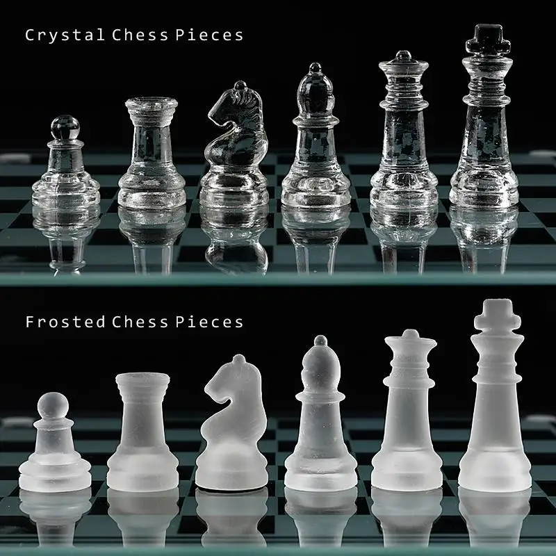 Board Game Table Games Chess Pieces And Board Chess Pieces Chess Puzzle Game Chess Chessbaord Craft Crystal Luxury Glass Chess Set Anti-broken Elegant Glass Pieces Board Game L Board 35cm Kids Toys