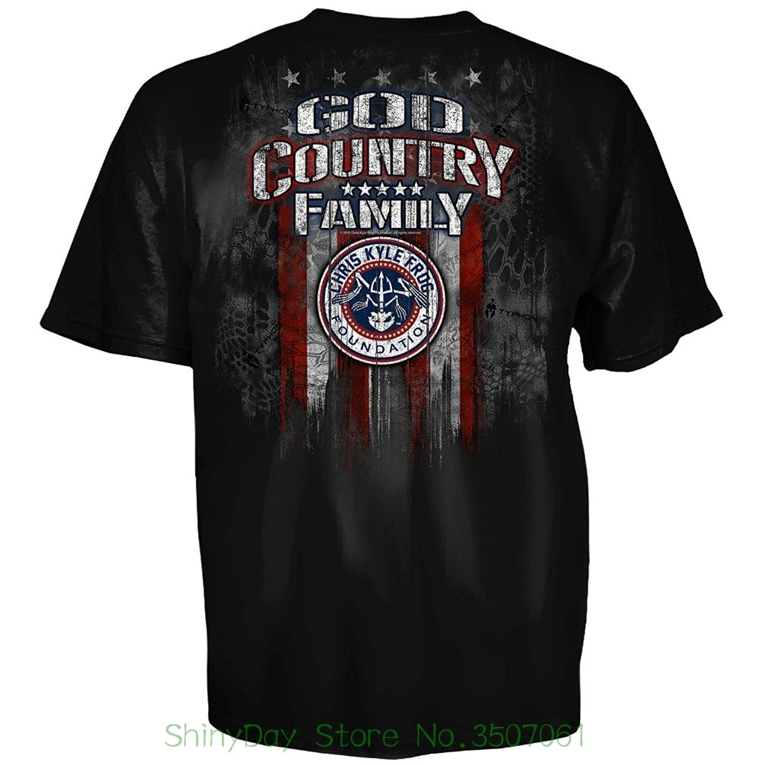

T Shirt Summer Famous Clothing Chris Kyle American Sniper Frog Foundation Black Men Shirt God Country Family 2077