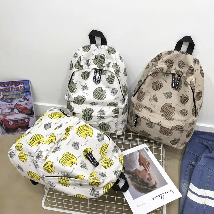 

Canvas Backpack Women's 2019 New Style Korean-style Versatile Fashion Simple High Junior High School Schoolbag Women's Campus Ba
