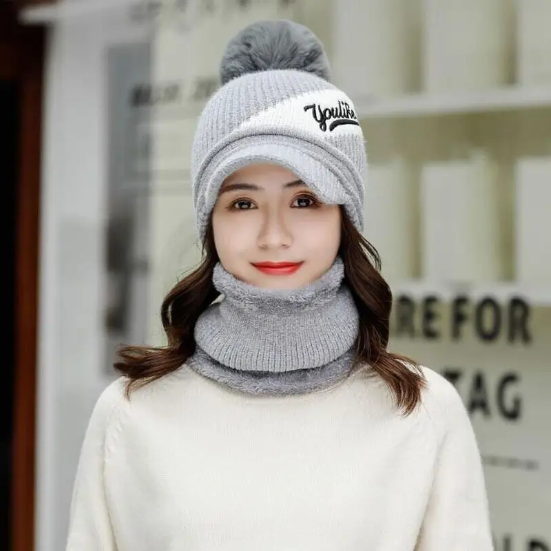 Шапки Skullies, зимняя шапка, комплект, шарф для девочек, шапки Gorras, вязаная шапка, женская теплая шапка, шапки для женщин, шапочки, шапки