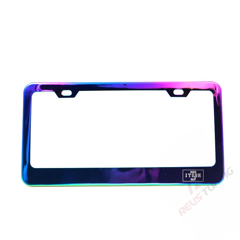 creathome 2PCs Stainless Steel License Plate Frames with Shining Blue Color creathome 2PCs Stainless Steel License Plate Frames with Shining Blue Color