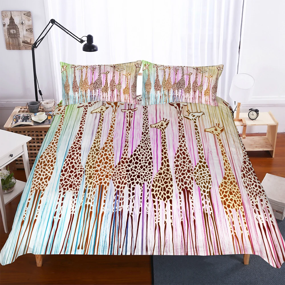 

Long legged Giraffe Team Bedding Home Bed Comforter Cover Cozy Duvet Sets Single Double Bedspreads Child Room Decor Bed Cover