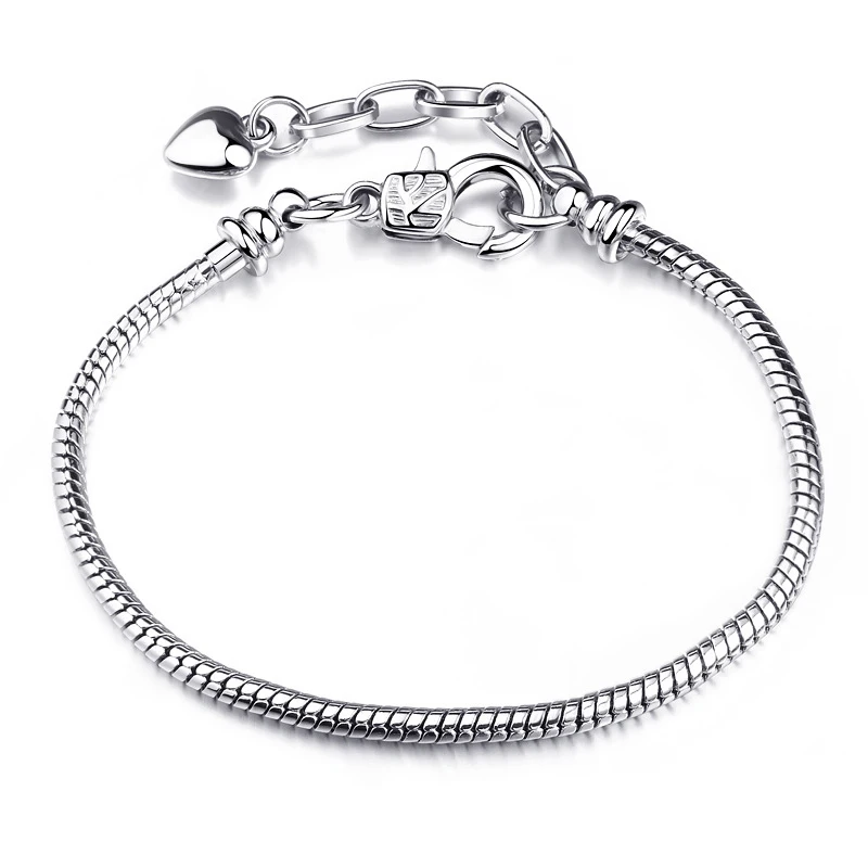 High Quality Original Sterling Silver Plated Snake Chain DIY Charm Bracelet For Women Gift Silver Color Jewelry Dropshipping