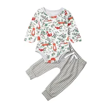 Focusnorm/комплект одежды для новорожденных мальчиков; комбинезон с длинными рукавами и принтом животных; топ; комбинезон с длинными штанами из хлопка; комплект одежды из 2 предметов