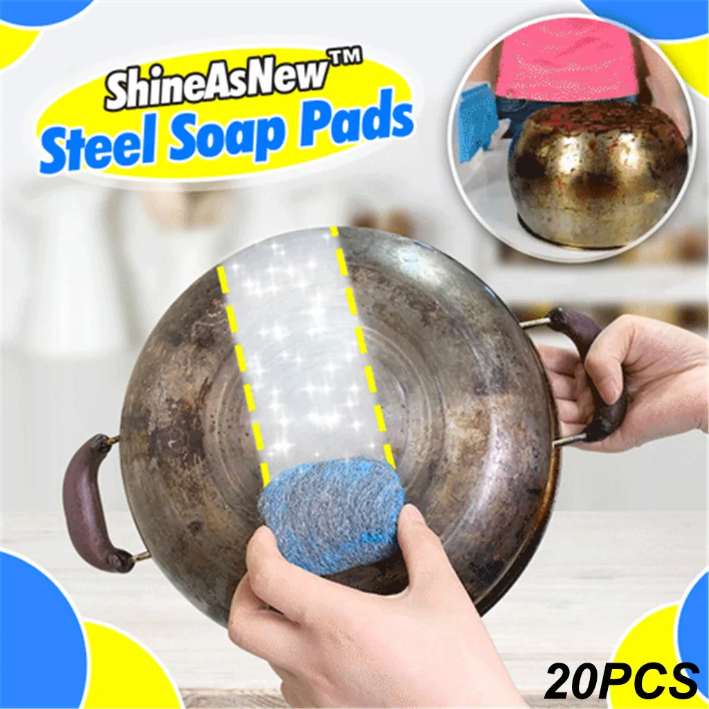

20pcs Sponges & Scouring Pads Stainless Steel Cleaning Scrubber Ball Multi Use Dish Cleaner Dishwashing Tool Kitchen Accessories