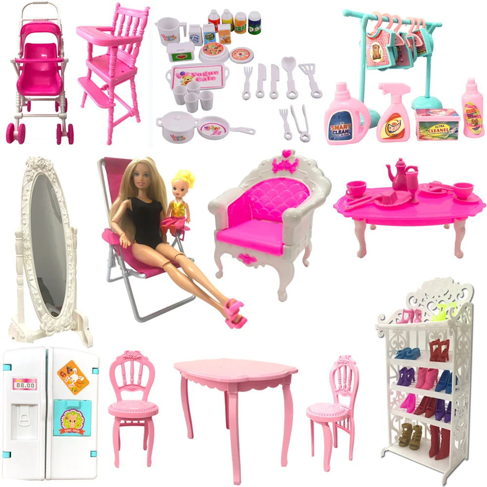 Mix Cute Furniture For Kelly  Doll  Pretend Play Toy Hangers Sofa Shoes Rack for Barbie Doll Accessories Dollhouse Girl Toy JJ desktop cosmetics storage rack fabric folding magazine rack girl s heart storage box small bookshelf