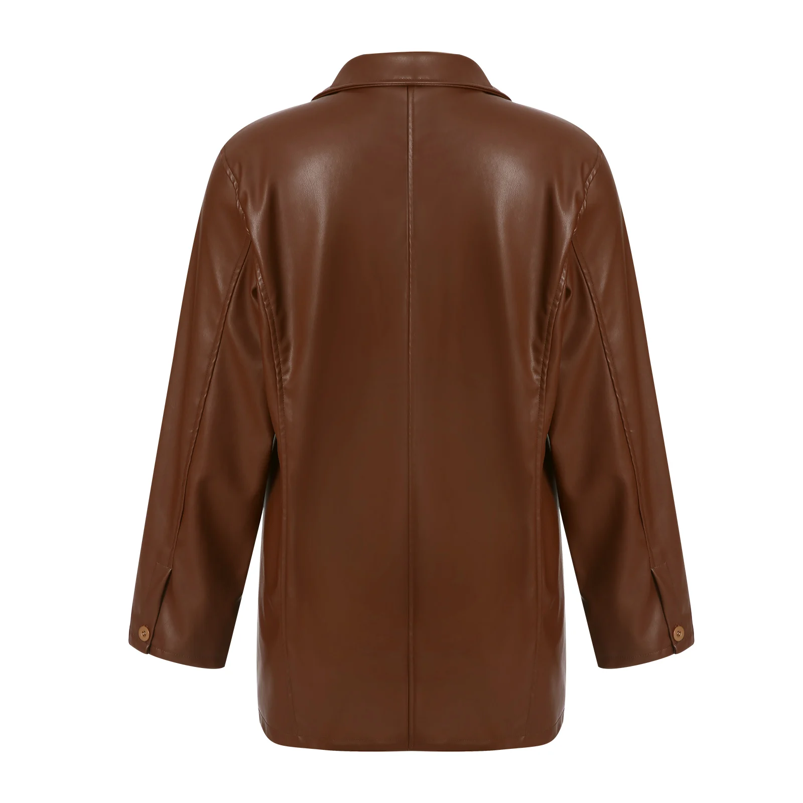 Women Faux Leather Blazer Y2k Vintage Boyfriend PU Jacket Shacket Long Sleeve Button Down Coat Streetwear down coats