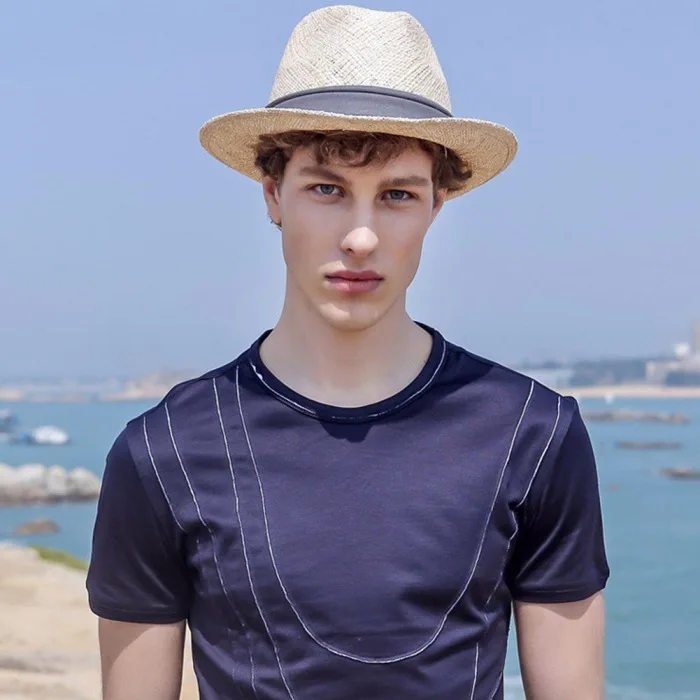 New Men Straw Hat Linen Sun Protective Foldable Breathable Casual Cap for Summer MV66