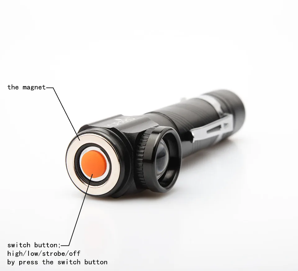 YUPARD Multi-function T6 LED Flashlight Built-in battery USB charging With magnet For night riding night fishing camping hunting