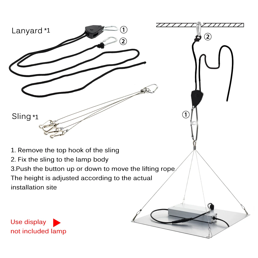 Einstellbare Seil Clip Aufhänger Für Wachsen Licht Kit Hängen 2m Lanyard 30cm Schlinge Draht Seil Quantum Panel Zubehör