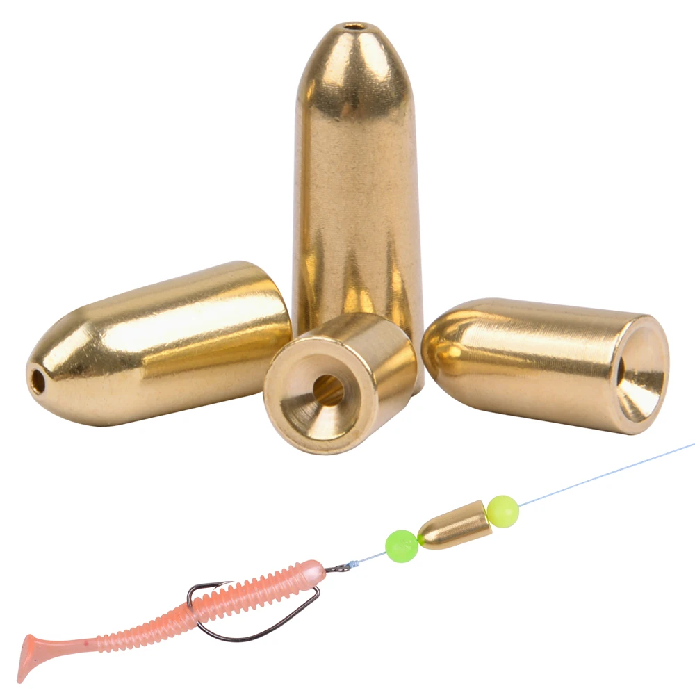 50pcs Brass Bullet Sinker Weight Kit Copper Fishing Sinkers Carp