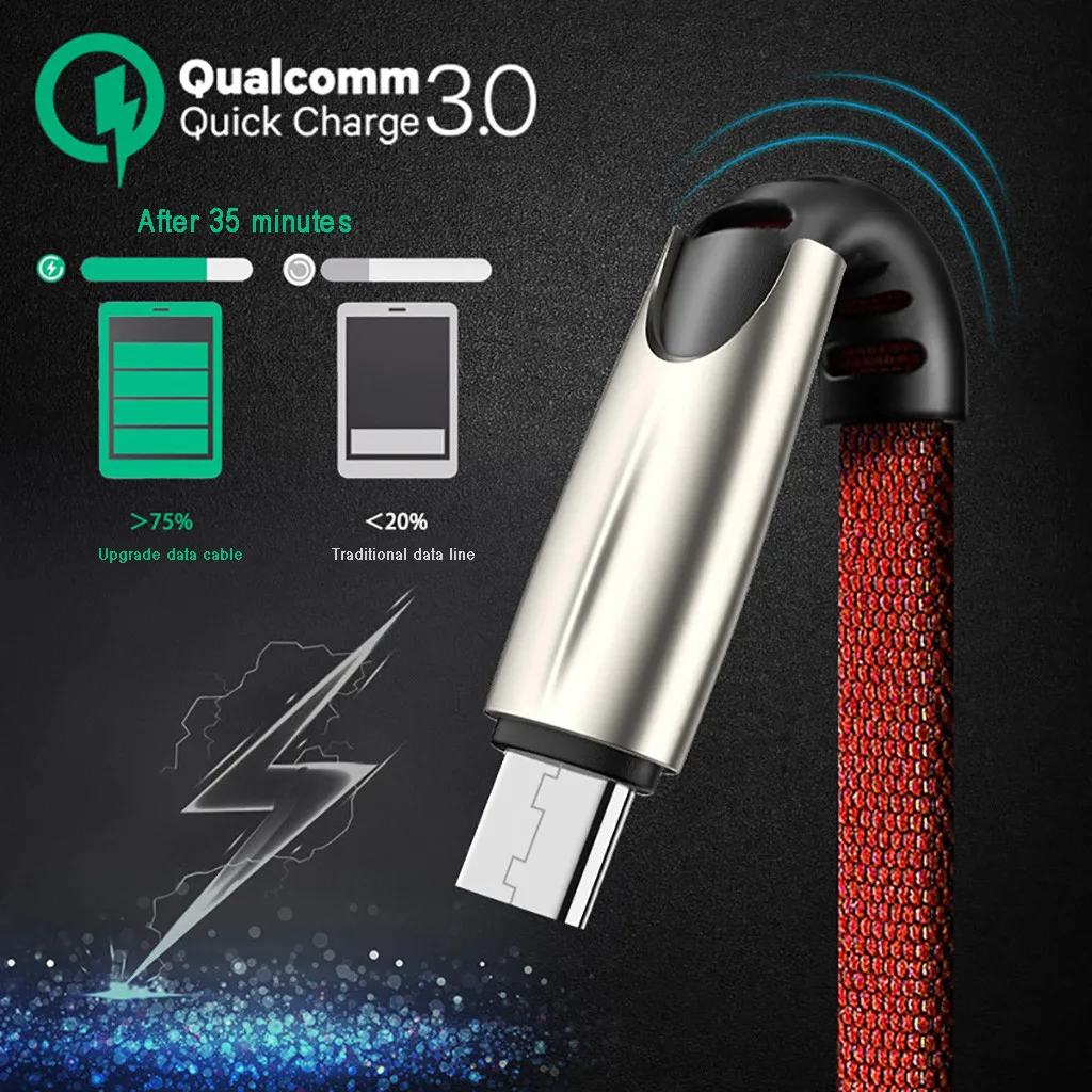 Кабель для быстрой зарядки Micro USB кабель для синхронизации данных и зарядки Android Кабели для телефонов 1 м QC 3,0 плетеная линия Usb Каррегадор Зарядка