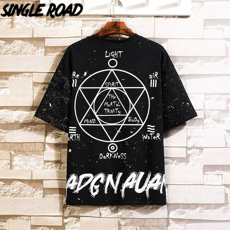 

SingleRoad Man's Black T-shirt Men 2020 Oversized Print Cotton Punk Hip Hop Japanese Streetwear Harajuku Tshirt Male T Shirt Men