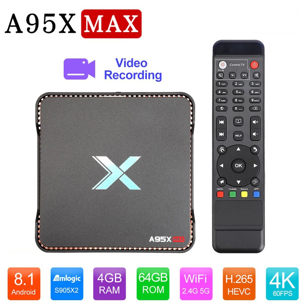 A95X MAX Amlogic S905X2 Smart TV Box Android 9.0 4G 32G Media player 4K Google Voice Assistant WiFi Support IPTV A95X MAX Amlogic S905X2 Smart TV Box Android 9.0 4G 32G Media player 4K Google Voice Assistant WiFi Support IPTV