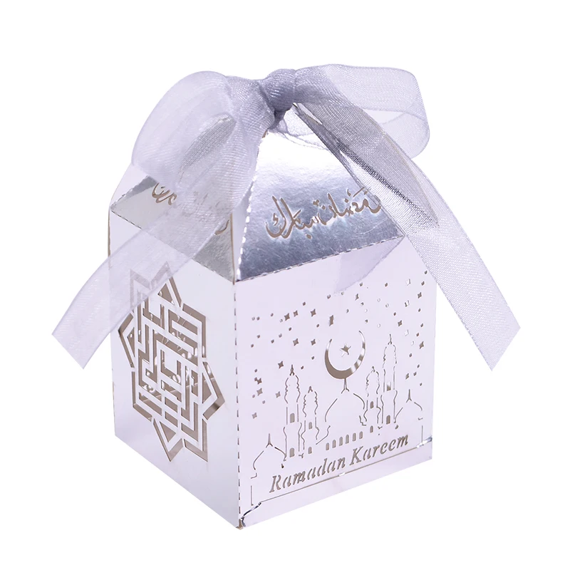 10 шт. Eid Mubarak коробка для конфет золото серебро черный белый луна Подарочная коробка Eid украшения для Рамадана мусульманские аль-Фитр ИД вечерние принадлежности