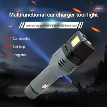 

LED Flashlight MINI Car Chargeable Lantern Torch Powerful Lamp Built-in Li-ion Battery Accessories Car Cigarette Lighter Socket