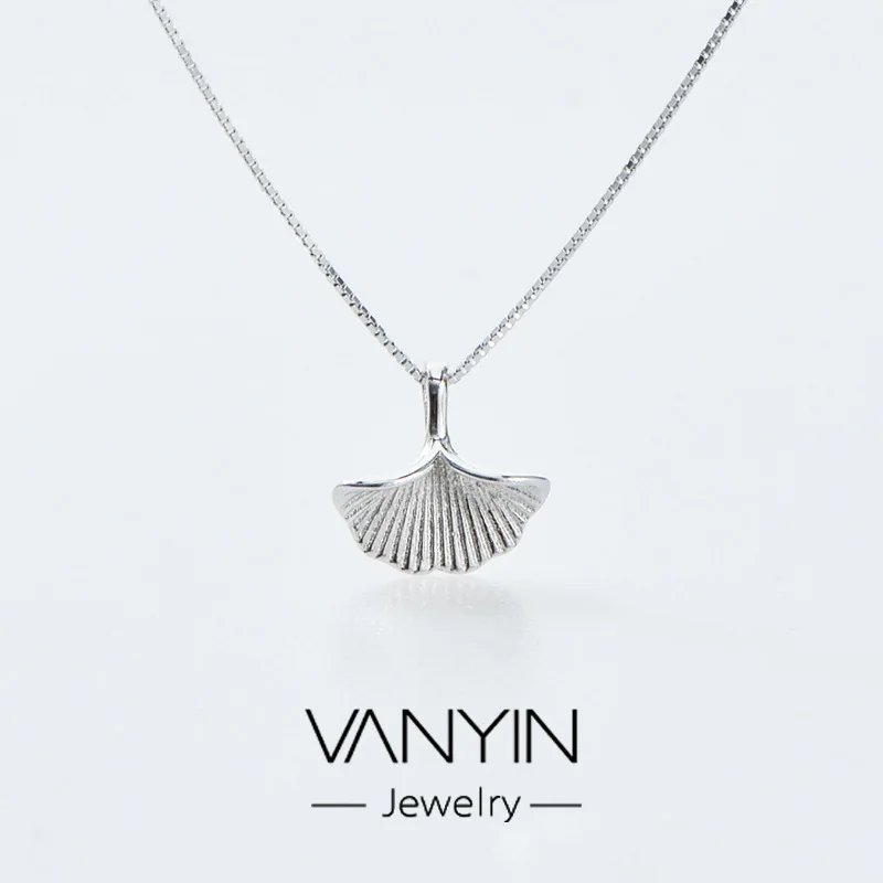 

Wan Ying Jewelry Ginkgo Leaf Necklace Women's S925 Fine Silver Accessories Online Celebrity Hot Selling MORI Series Pendant A008