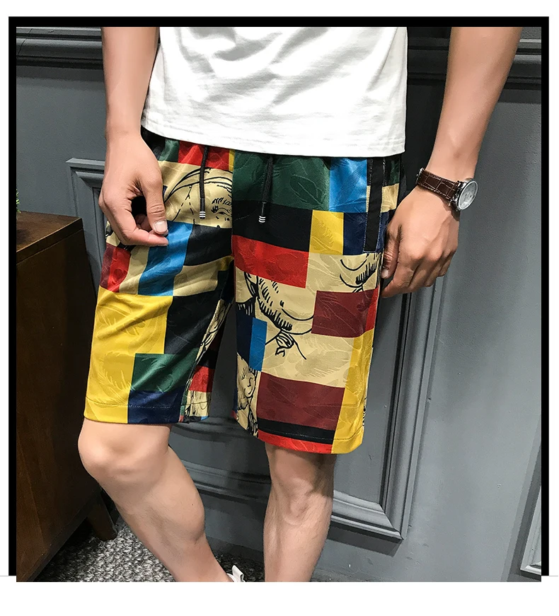 Уличная клетчатая одежда; Korte Hombre; Korte Masculino Nieuwe Mode; шорты; повседневные облегающие шорты с петухом; Zomer Kleding 5XL-M